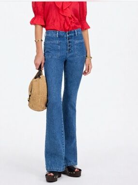 Madewell Mid Rise Flea Market 70's High Rise Flare Jeans Enola Wash Size 30